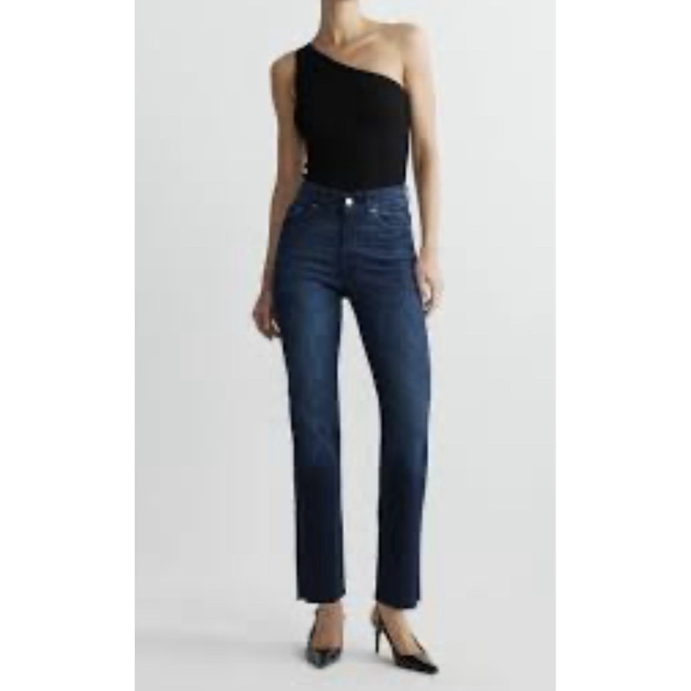 DL1961 Halle Straight Sculpting Jeans Women's 28P Indigo Blue Mid Rise Casual